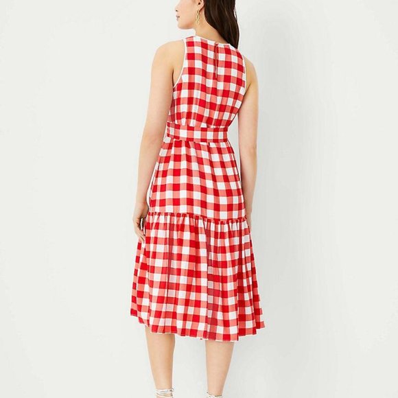 New Ann Taylor Gingham Halter Flare Dress - Picture 2 of 4